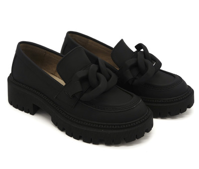 Туфли Sandalik матово-черные с цепями