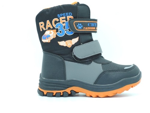 Термо ботинки  Ytop для мальчиков черные с оранжевыми вставками Фото 2