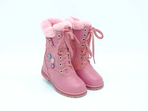 Ботинки Meekone для девочек розовые кожа. Фото 1