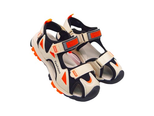Lilin shoes спортивні босоніжки бежеві з помаранчевим  Фото 1