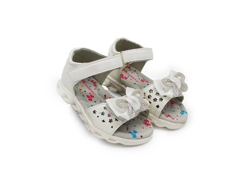 Босоножки Ok Shoes для девочек жемчужного цвета. Фото 1