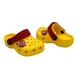 Кроксы Jose Amorales желтого цвета с красным ремешком.