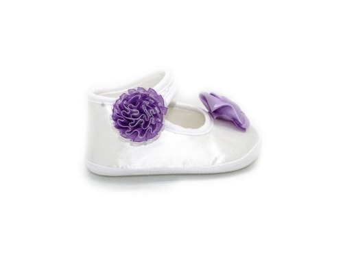 Пинетки Papulin для девочек белые с фиолетовым цветком Фото 2
