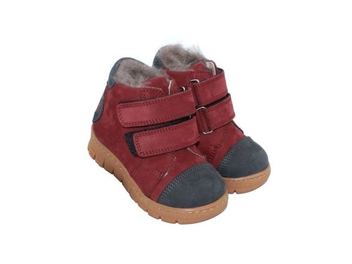 Ботинки Sandalik для девочек бордового цвета с мехом Фото 1