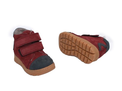 Ботинки Sandalik для девочек бордового цвета с мехом Фото 2