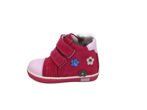 Ботинки Sandalik для девочек цвета фуксии с мехом на липучках Фото 3