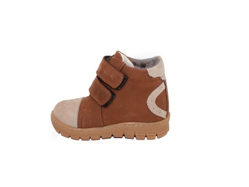 Ботинки Sandalik для мальчиков коричневого цвета с липучками на меху Фото 3