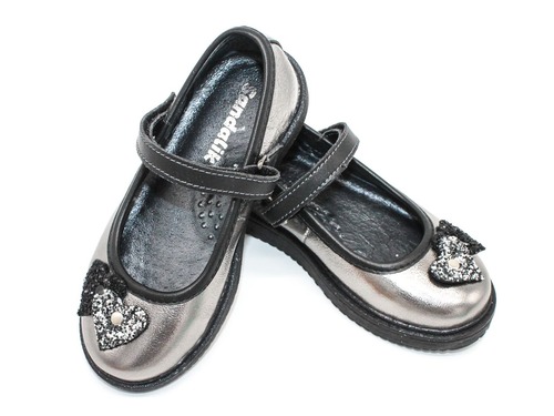Туфли Sandalik для девочек бронзовые с сердечком. Фото 3