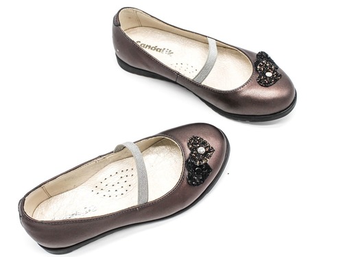Туфли Sandalik для девочек бронзового цвета с сердечком Фото 5