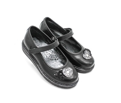 Туфли Sandalik для девочек чёрные с сердечками