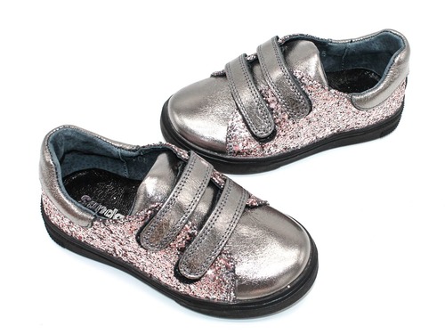 Туфли Sandalik для девочек цвета никель с глиттером Фото 1