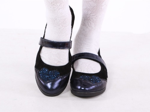 Туфли Sandalik для девочек синие с сердечком Фото 1