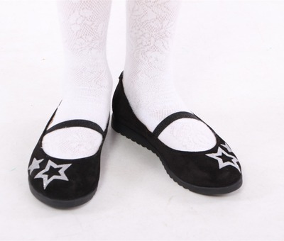 Туфли Sandalik для девочек черные с звёздами