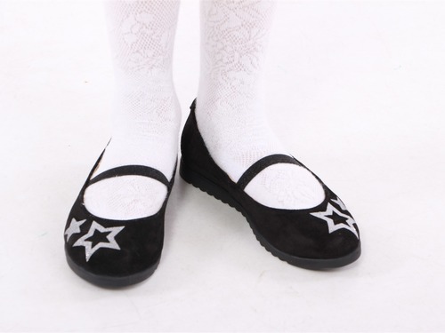 Туфли Sandalik для девочек черные с звёздами Фото 1