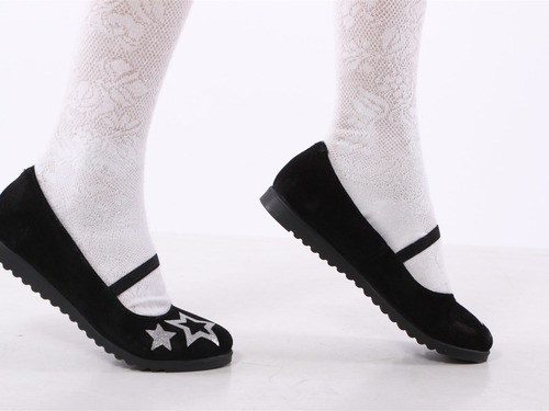 Туфли Sandalik для девочек черные с звёздами Фото 2