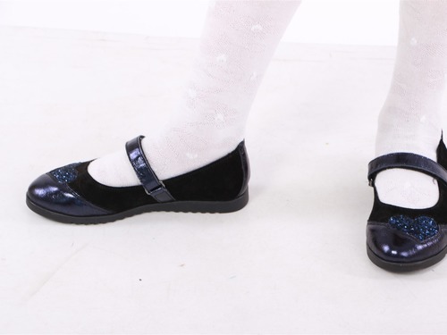 Туфли Sandalik для девочек синие с сердечком Фото 3