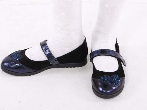 Туфли Sandalik для девочек синие с сердечком Фото 4