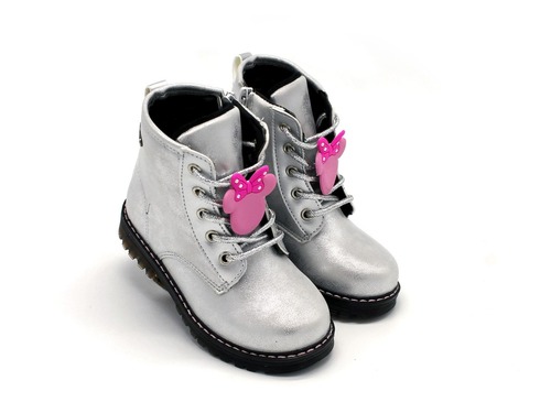 Ботинки Jong Golf для девочек серебро на шнурках. Фото 1