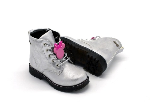 Ботинки Jong Golf для девочек серебро на шнурках. Фото 2