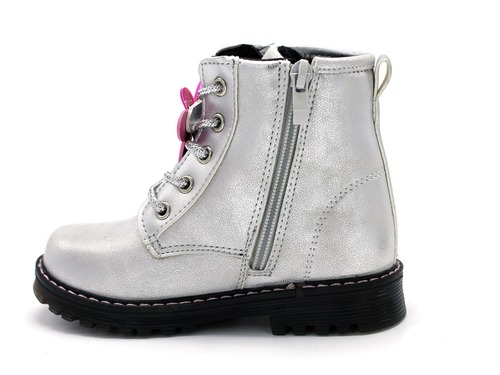 Ботинки Jong Golf для девочек серебро на шнурках. Фото 4