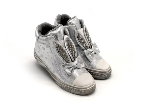 Ботинки Jong Golf для девочек серебро в горошек утепленные. Фото 1