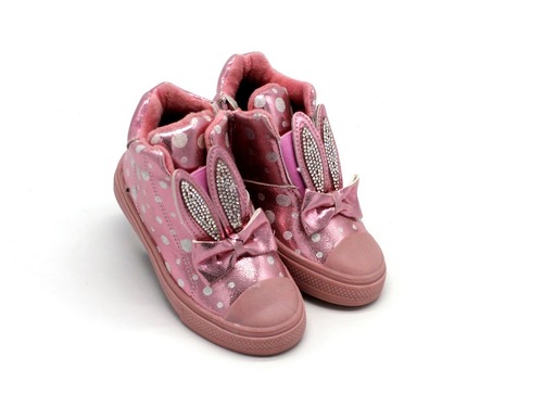 Ботинки Jong Golf для девочек розовые в горошек утепленные. Фото 1