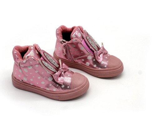 Ботинки Jong Golf для девочек розовые в горошек утепленные. Фото 2