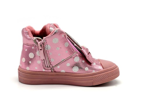 Ботинки Jong Golf для девочек розовые в горошек утепленные. Фото 5