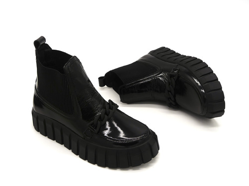 Ботинки Sandalik черные лак с цепочкой Фото 3