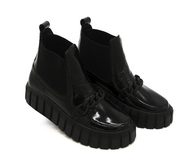 Ботинки Sandalik черные лак с цепочкой