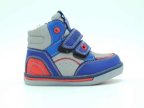 Ботинки Дракоша  для мальчика сине-серые с липучками Фото 2