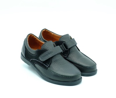 Туфли Jordan черные кожаные для мальчиков с липучкой width=