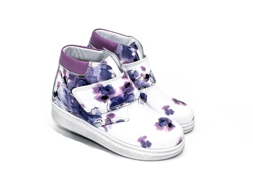 Ботинки Tobi для девочек белые цветочек. Фото 1