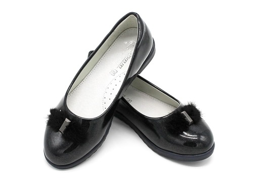 Туфли Tom M для девочек черные с мехом на носке Фото 3