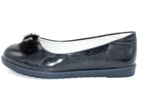 Туфли Tom M для девочек черные с мехом на носке Фото 5