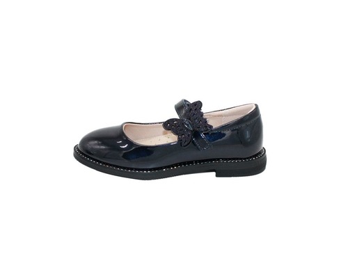 Туфли Weestep для девочек тёмно-синего цвета с бабочкой. Фото 3