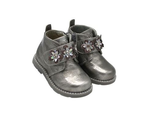 Ботинки Clibee для девочек серебряного цвета лакированные Фото 1
