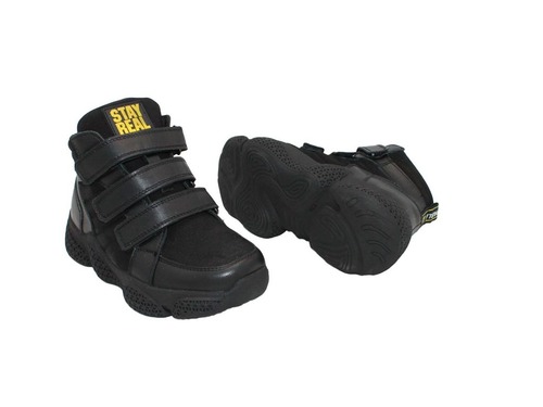Ботинки Sandalik  для мальчиков чёрного цвета утеплённые Фото 2