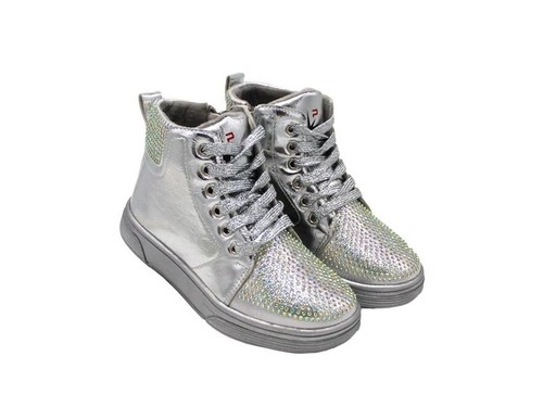 Ботинки С Луч для девочек серебряного цвета с камешками Фото 1