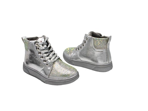 Ботинки С Луч для девочек серебряного цвета с камешками Фото 2