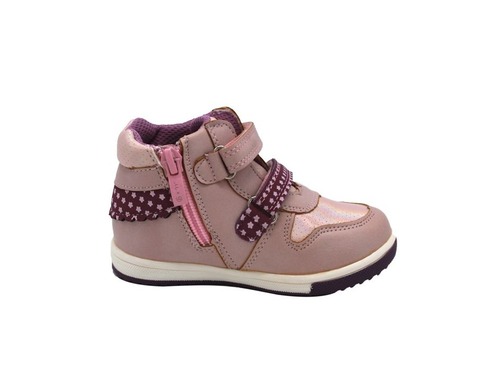 Ботинки Царевна для девочек розового цвета с фиолетовыми вставками. Фото 4