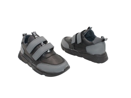 Кроссовки Sandalik для мальчиков чёрно-серого цвета на липучках Фото 2