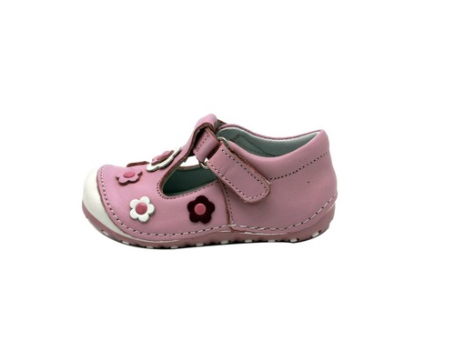 Туфли Sandalik для девочек розового цвета с цветочками Фото 3