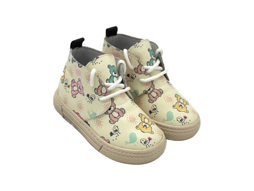 Ботинки Sandalik для девочек бежевые с принтом мишек Фото 1