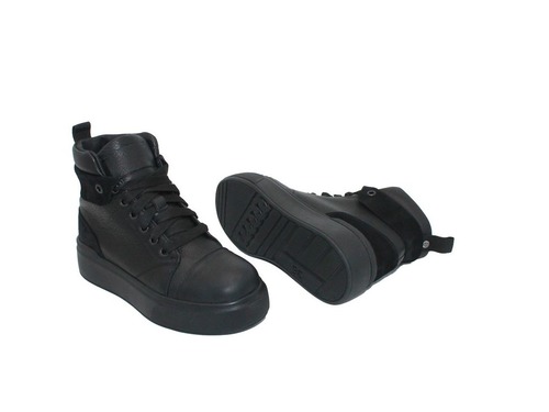 Ботинки Sandalik  для девочек чёрного цвета на высокой подошве Фото 2