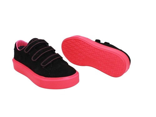 Туфли Sandalik для девочек чёрные с малиновой подошвой Фото 2