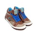 Ботинки М+Д для мальчиков коричневые с синими шнурками утеплённые.