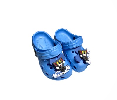 Крокси яскраво блакитні з джибітсами Crocs