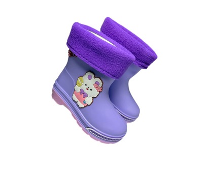 Чобітки фіолетові з рожевим ведмедик BBT