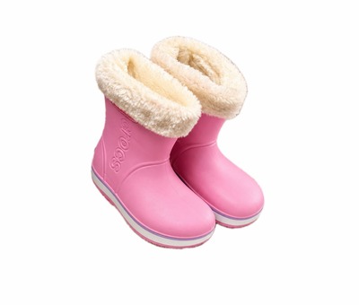 Чобітки рожеві хутро Crocs